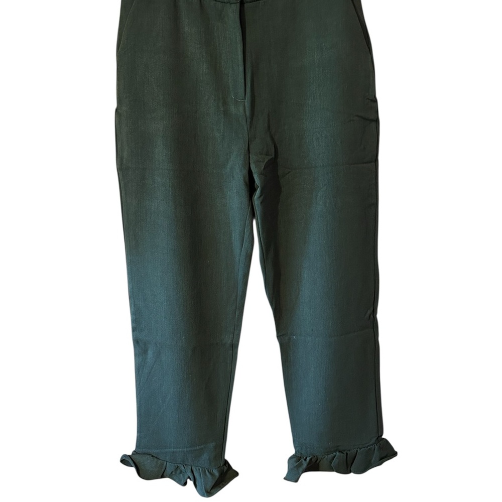 Olive Green Ruffle Hem Pants